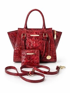 Brahmin Ruby Croc-Embossed Structured Tote with Wallet and Strap